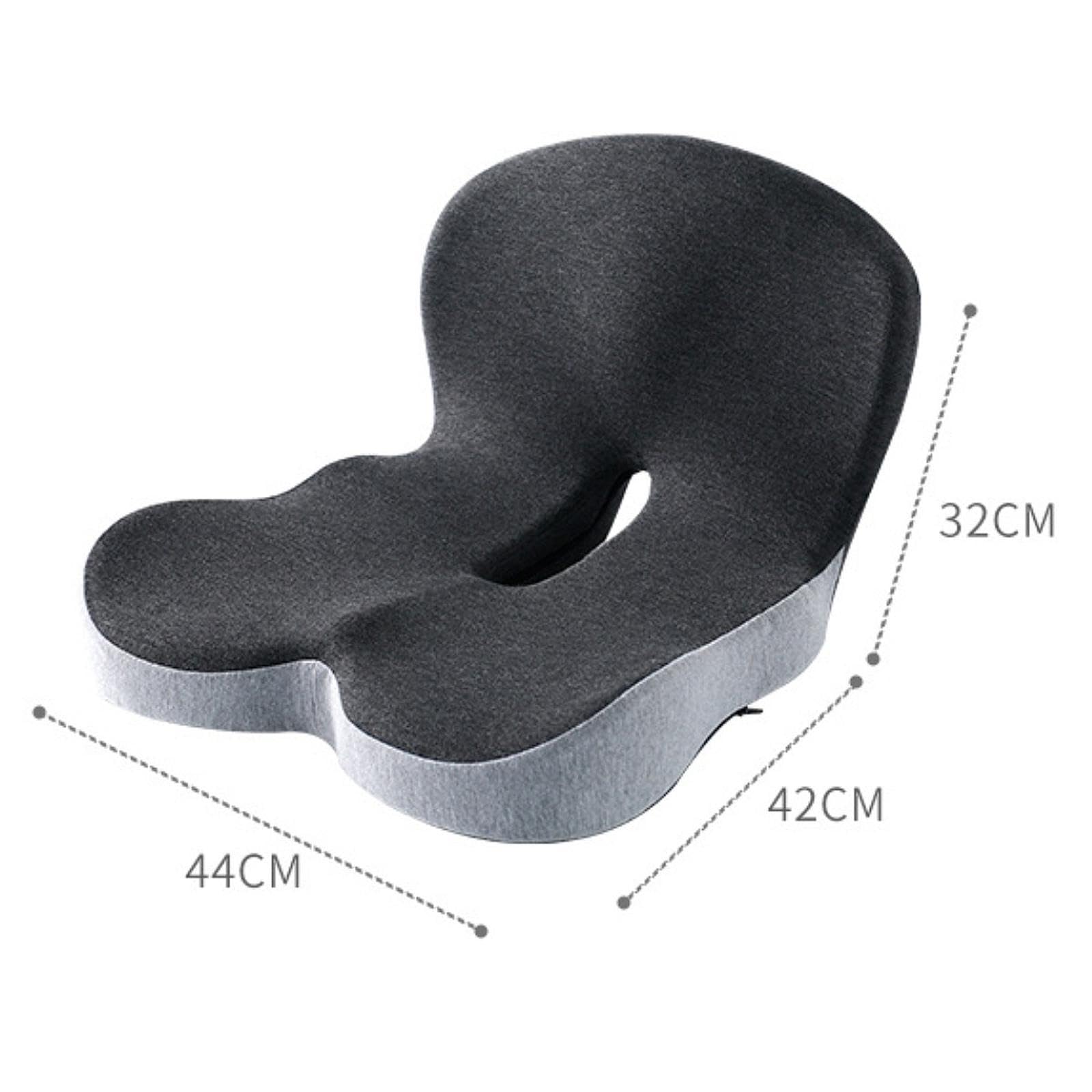 Cuscino Seduta Memory Foam Cuscino Ergonomico Schienale Pad Antiscivolo Copertura Lavabile Traspirante Adatto per Studio Lavoratori, Grigio Scuro Grigio Scuro