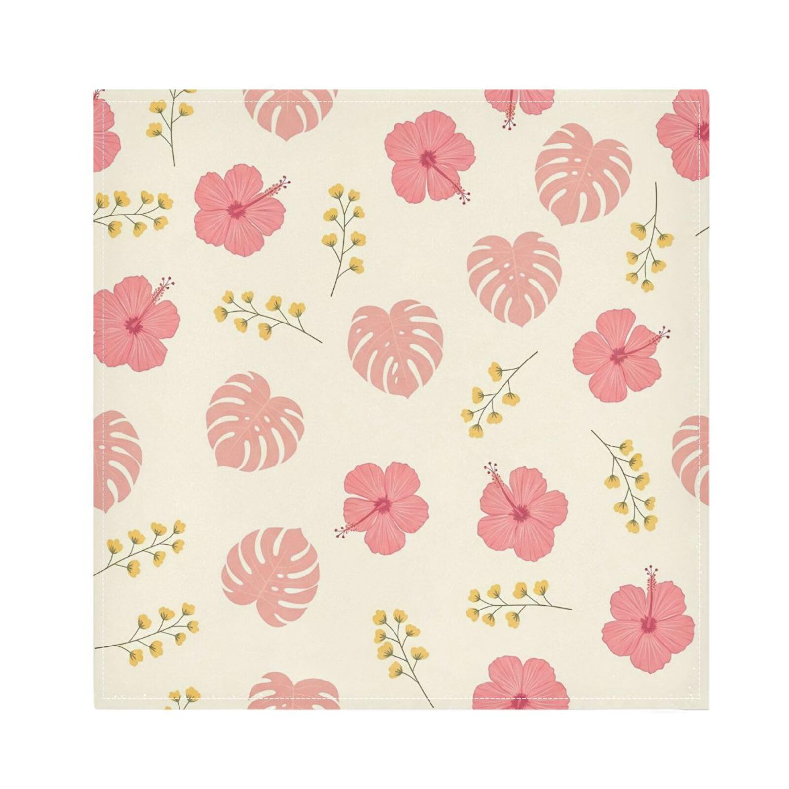 Ttgoth Tropical Hibiscus Cloth Napkin Set of 4 Washable & Reusable Dinner Napkins for Dining Table, Banquets, Wedding, Party, 50x50 cm