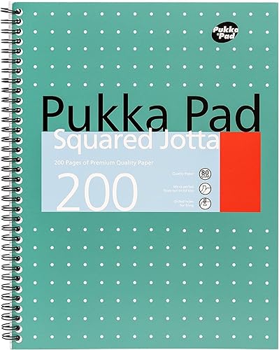 Miniatura 8 de Pukka Pad, Paquete de 3 libros Jotta metálicos cuadrados, tamaño A4, 11.7 x 9.1 in, cuaderno encuadernado con papel de 80 GSM, cuenta con márgenes
