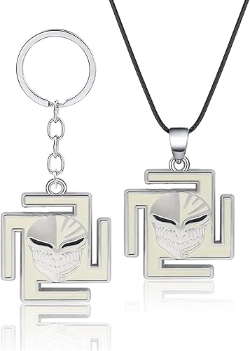 SONGCHANGJEWELRY Ishida Kurosaki Collar Kerchain Ichigo Kurosaki Negro Flaming Shinigami Llavero BLEACH Anime Cosplay Regalos para Hombres Niños