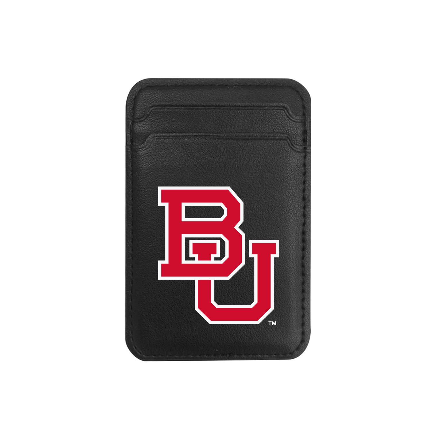 OTM Essentials Boston University Faux Leather Phone Wallet Sleeves, Sleek Magnetic Phone Wallet Case, Lightweight Magsafe Accessories for iPhone 12 or Up, Classic