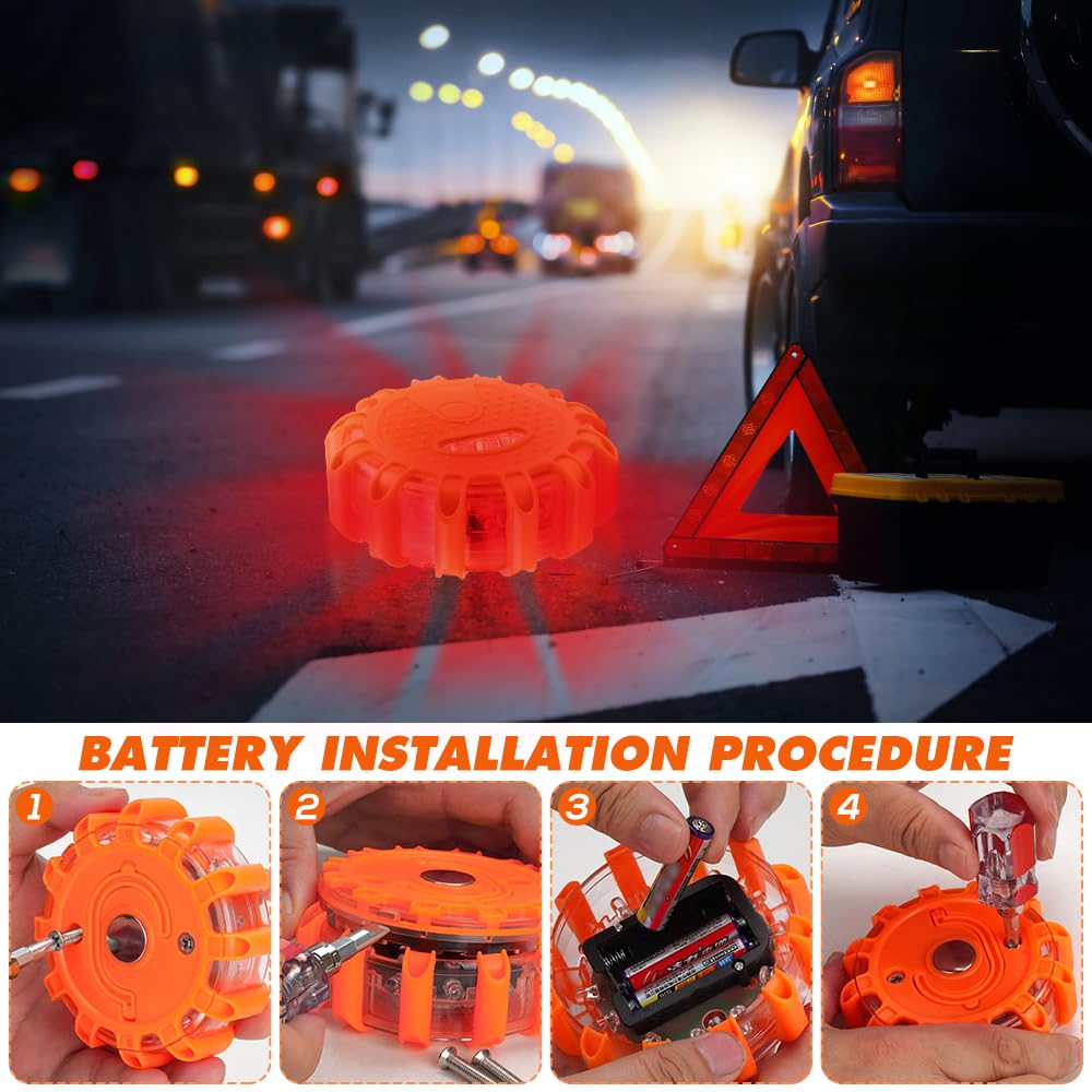 2 Pezzi Led Road Flare Lampione,Spia Lampeggiante, Luce Luce Stroboscopica Di Sicurezza Da Campeggio, Segnaletica Stradale Luminosa, 3 Modalità Di Illuminazione, Per Auto Rv Camion Barca (rosso