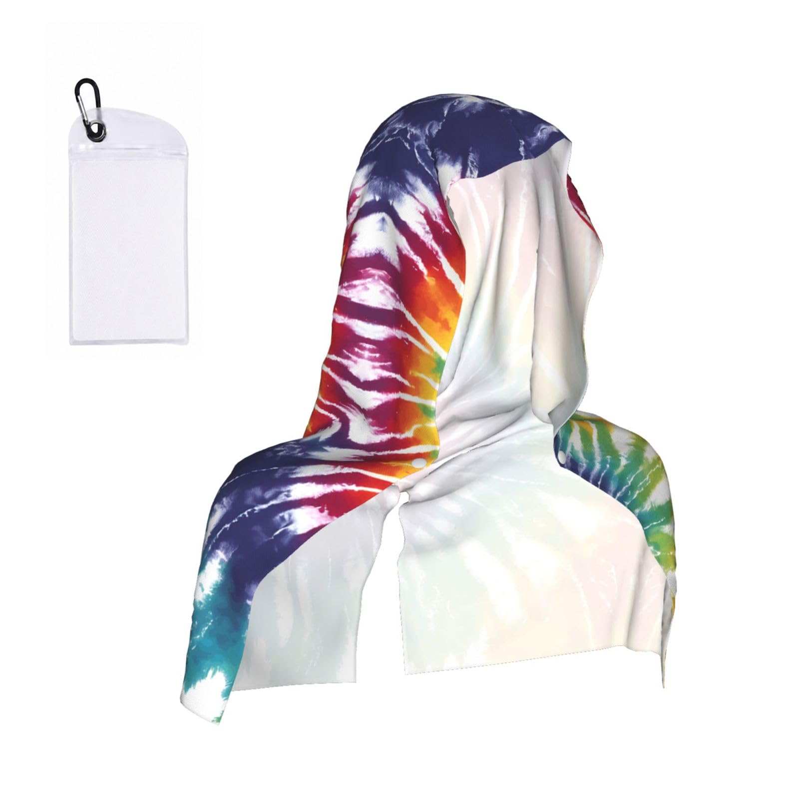 ESNAIUVCD Tie Dye Rainbow Print Multifunctional Cooling Hoodie Bandana Portable Sweat Absorbing Design For Beach Workouts Exercise Heat Relief Accessories