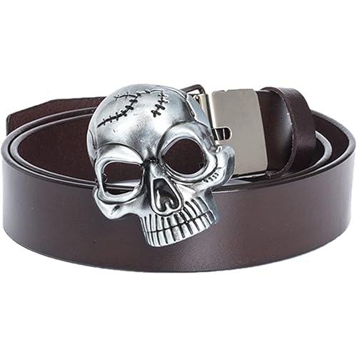 Skull PU Belt Vintage Gothic Leather Belts Black Brown Halloween Skeleton Belts