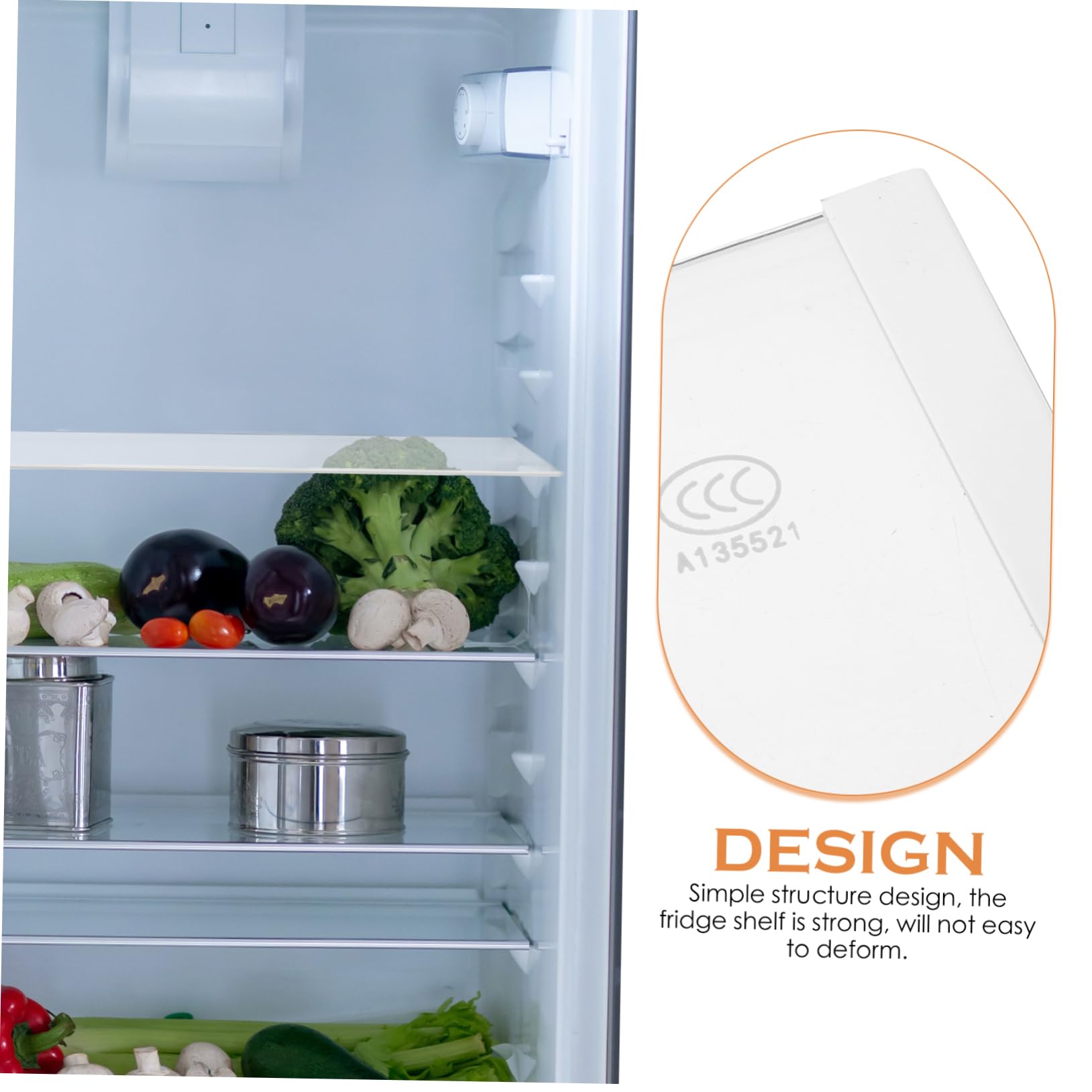 UKCOCO 1 Separador De Cristal Para Refrigerador, Estante Divisoria De Nevera, Organizador, Soporte Resistente y Fácil De Limpiar, Adecuado Para Cocina