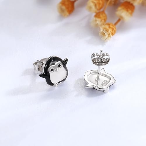 Miniatura 3 de Aretes hipoalergénicos de plata de ley 925 con diseño de hongos y animales, conejo, cerdo, vaca, nutria, ciervo, para mujer