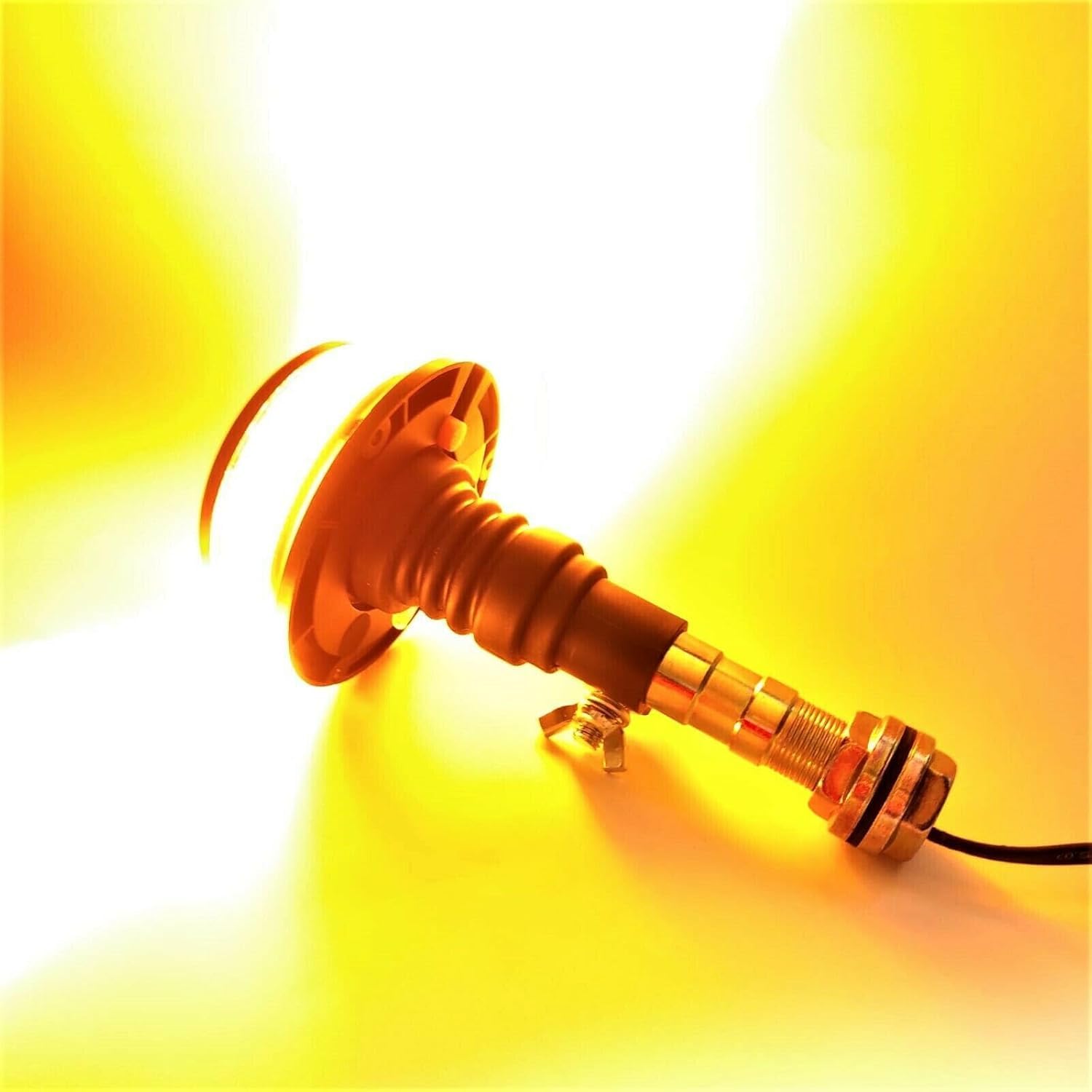 LED Warnleuchte Rundumleuchte Orange 12V–24V E9 ECE R65 R10, 18 LED, 3 Blitzmuster, DIN Aufsteckrohr K, für PKW LKW Abschleppwagen Baumaschinen Traktor