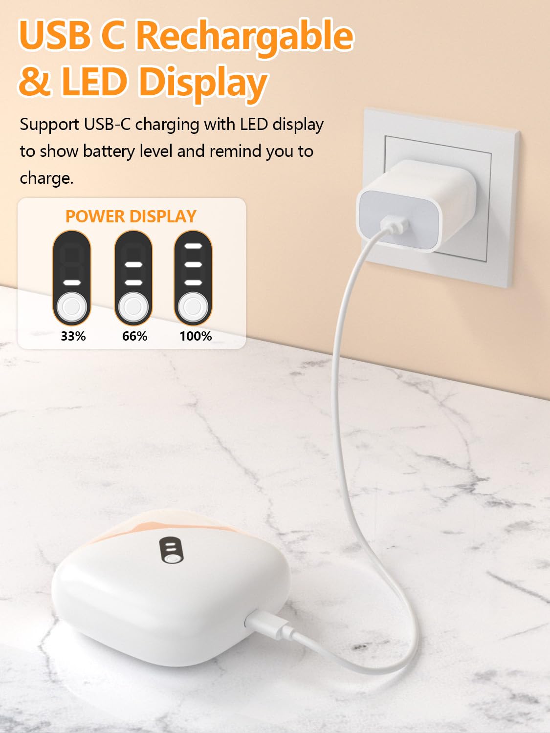 Cortauñas Eléctrico Nuevo 2026, Cortauñas y Pulidor Eléctrico 2 en 1 Con 3 Velocidades, Compartimento para Uñas, Carga USB-C, Lluminación Auxiliar LED, Para Bebés, Adultos y Personas Mayores (Naranja) - 3