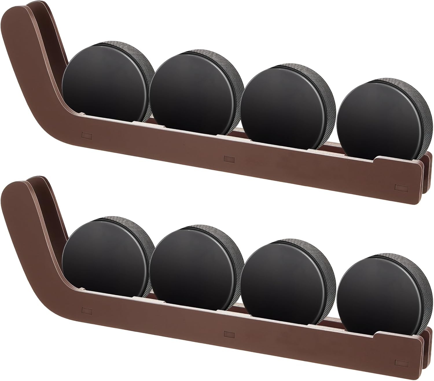 Beeveer 2 Pcs Hockey Puck Display Cases Wooden Wall Mount Hockey Puck Holder with Hook for Players Team Gifts Living Room Storage Decoration Accessories