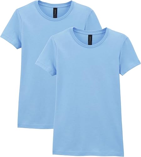 Gildan Women's Softstyle Cotton T-Shirt, Style G64000L, 2-Pack, Light Blue, 2X-L