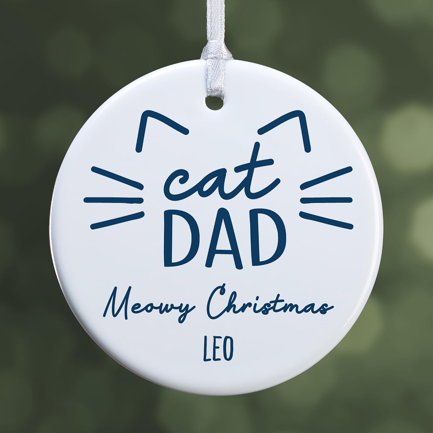 Personalization Universe Cat Parent Personalized Ornament - Custom Christmas Ornament 2.85" Glossy - Personalized Ornaments for Tree - Customizable Gifts - Includes Ribbon - Keepsake Decoration