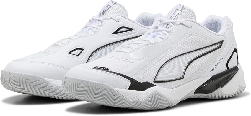Puma Unisex Solarstrike 4 Indoor Trainers, Puma White Puma Black Silver Mist, 10