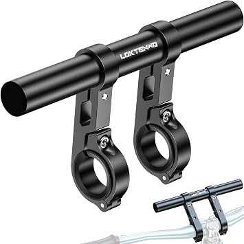 LOKTENWO 7.87" Long Dual Clamp Handlebar Extender, Aluminum Handlebar Bar Extension for Motorcycle Bike Bicycle Scooter, Fits 0.875/1.0/1.125/1.26" Handlebars for Phone Holder Light GPS Action Camera
