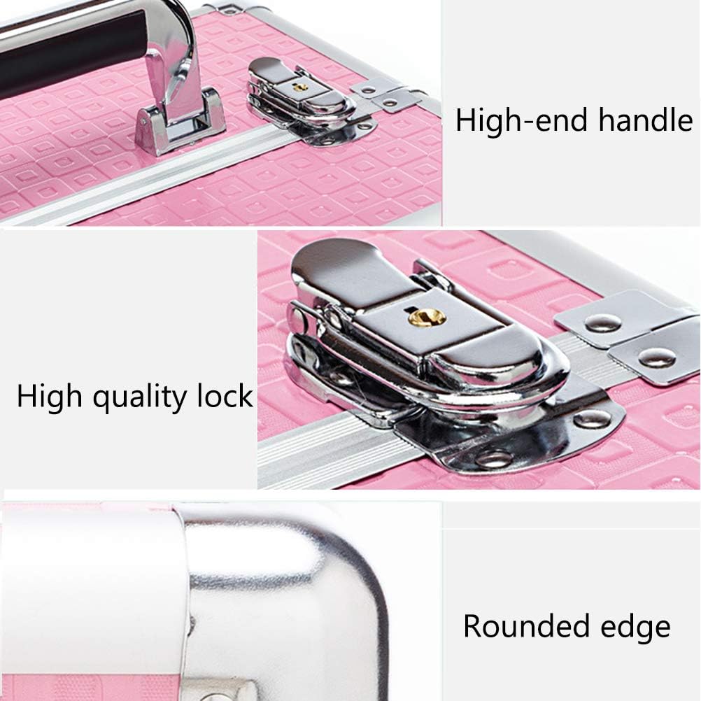 PU Trolley Cosmetic Case Large Capacity Expandable Tray with 4 Universal Wheel Travel Storage Hairdressing Organiser for Salon Beauty,4 (2)