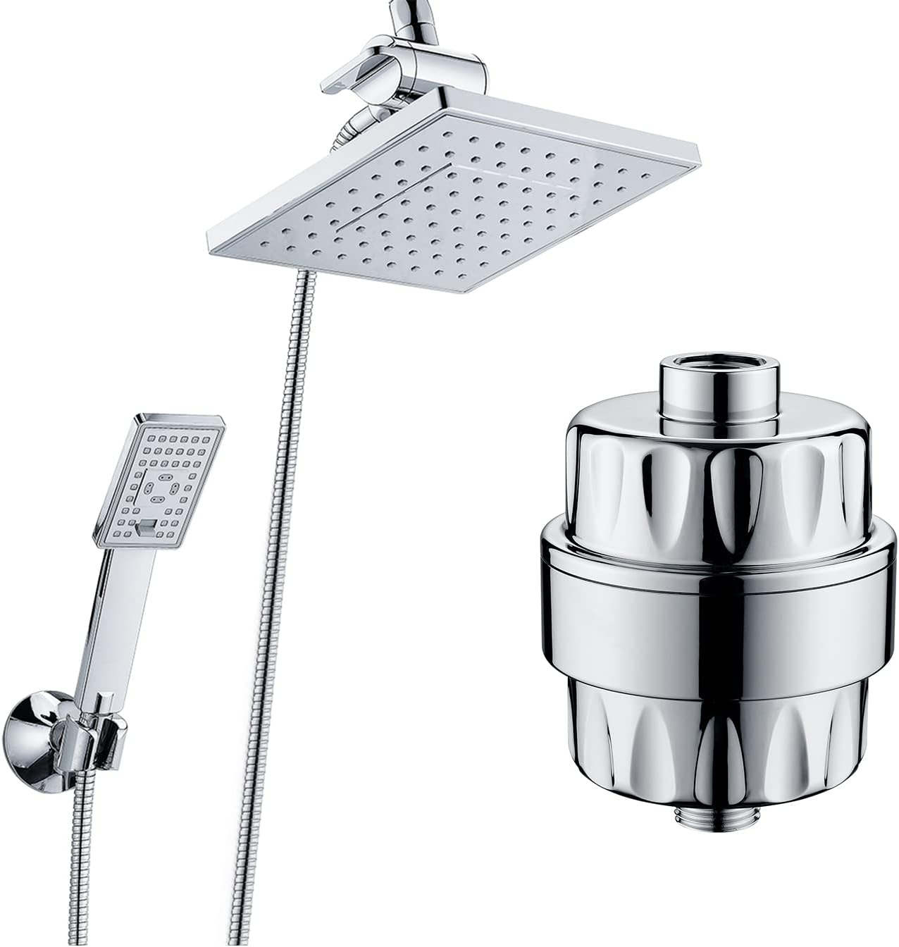 BRIGHT SHOWERS Dual Shower Head Combo Set with High Output Shower