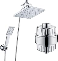 Vista 1 de BRIGHT SHOWERS Juego de cabezal de ducha doble con filtro de ducha de alto rendimiento para agua dura, cromado