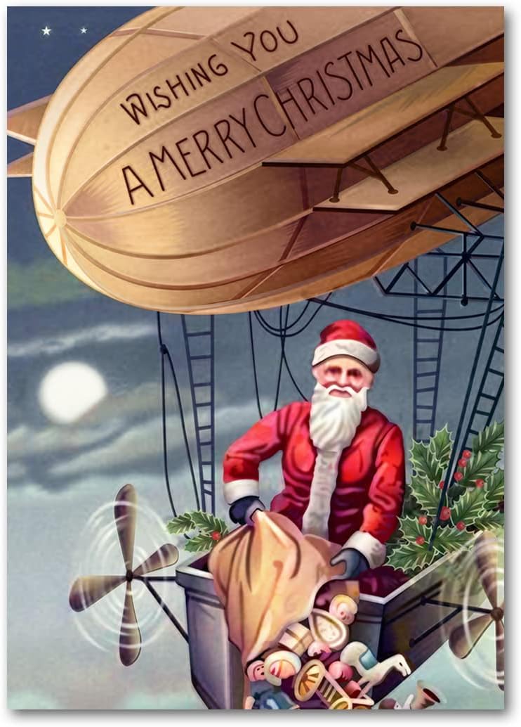 Christmas Card Pack of 16, Beautiful Vintage Assortment (4 Designs), Unusual Unique Cute Cool Bulk Xmas Greetings - Image 5