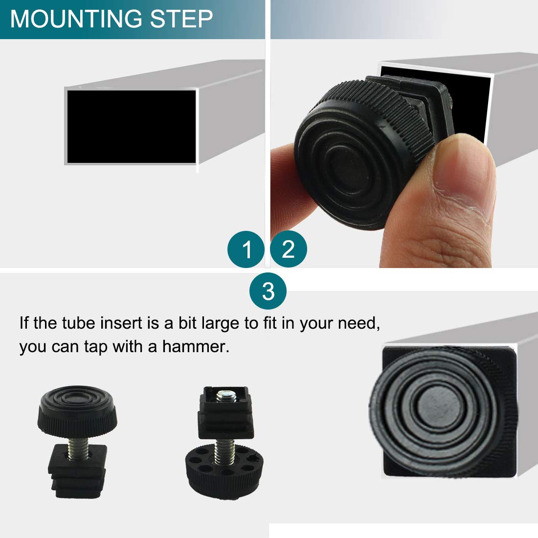 8 Piedini Livellamento Regolabili 20x20mm Per Mobili | Antigraffio E Antiscivolo | Base Quadrata - Foto 8