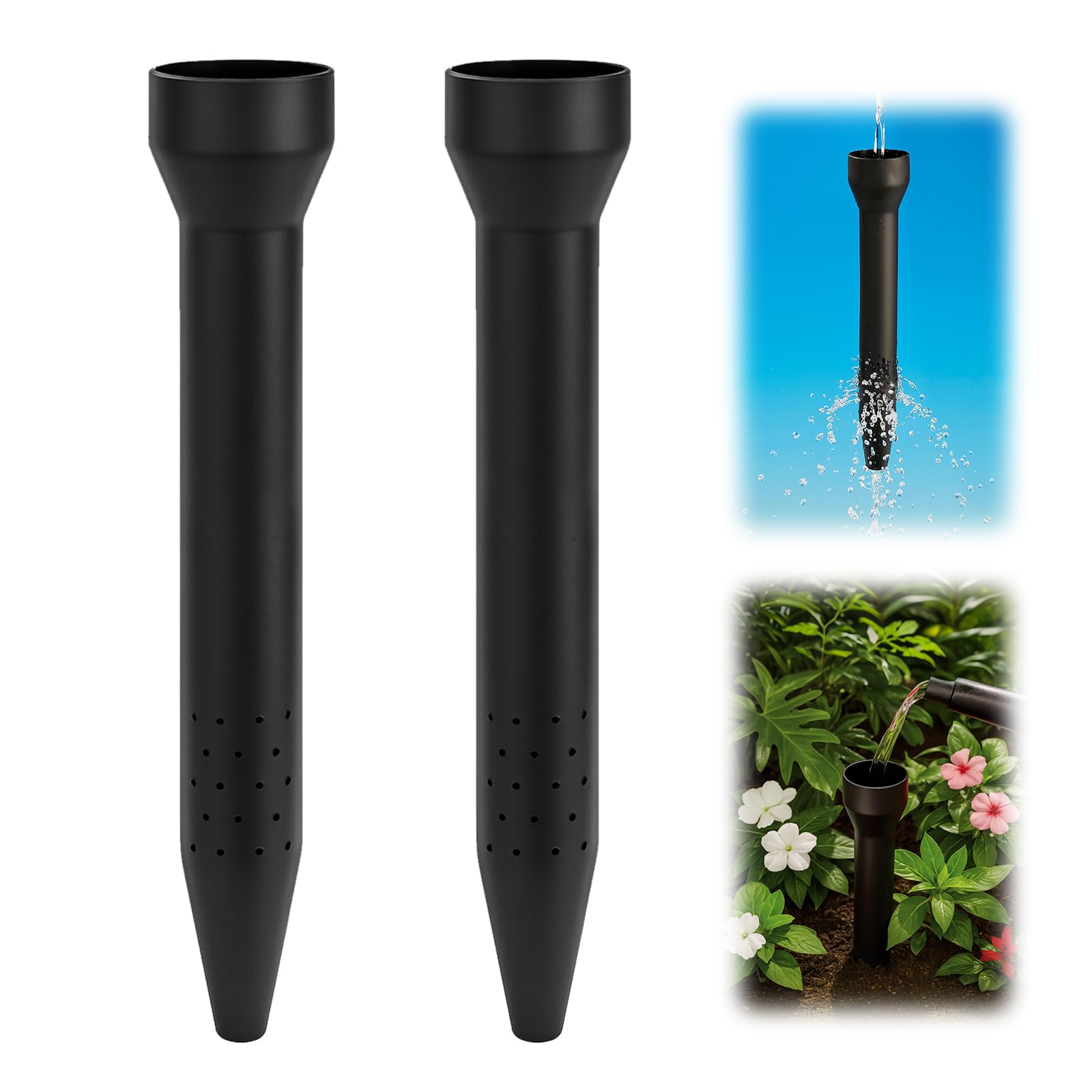 shirylzee 2Pcs Root Watering Funnels, Watering Spikes for Potted Plants, Automatic Plants Waterer, Deep Root Irrigation Spike for Garden Vegetable Plants Flowers