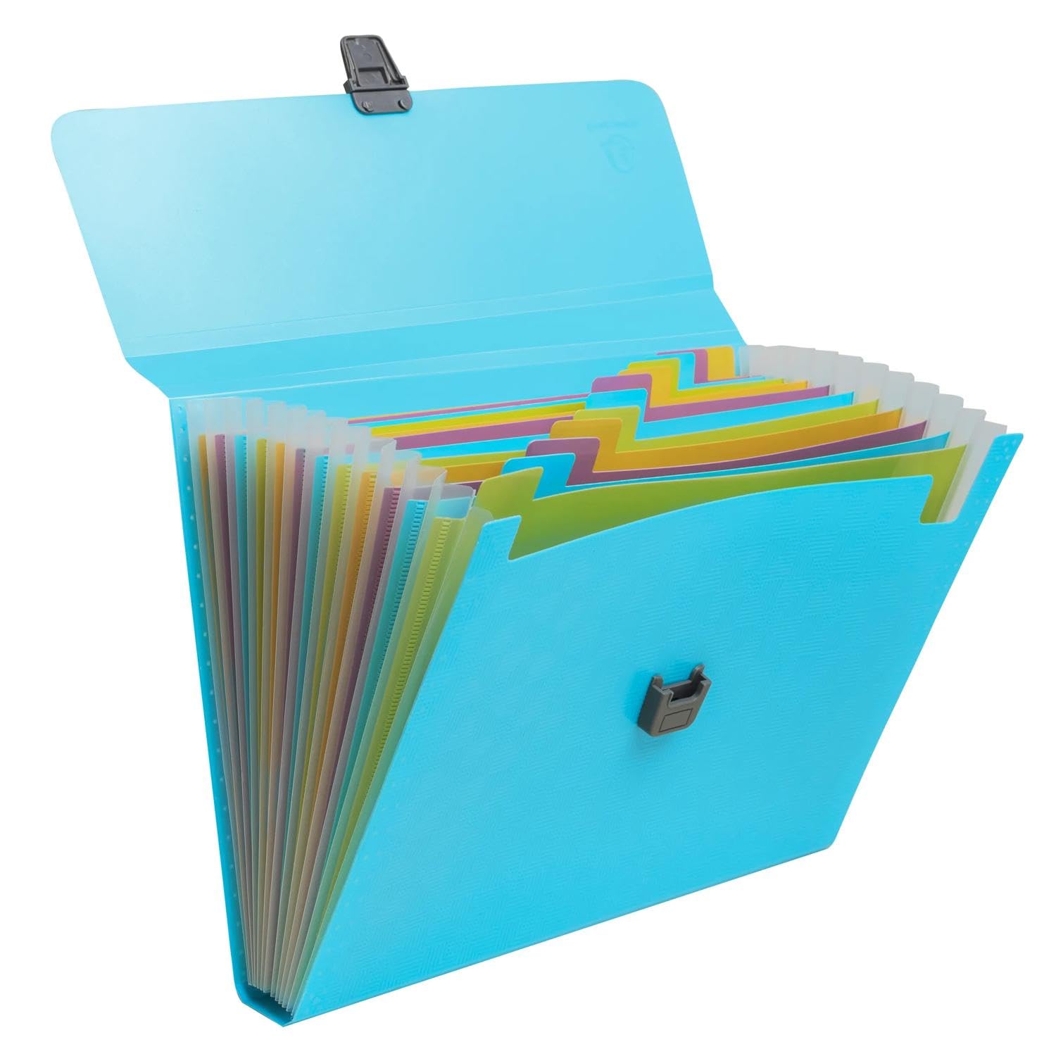 Exacompta - Ref. 55299E - 1 Pop'N Co case Folder - Recycled PP Cover and PP Interior - Expandable Back - snap Closure - 13 compartments - Size 33x25cm - Colour Cyan - Image 3