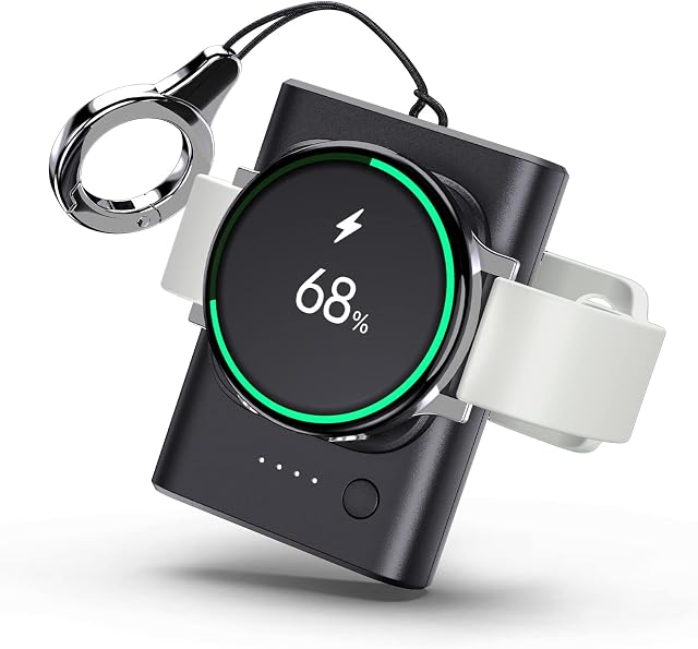 leChivée Portable Wireless Watch Charger for Samsung Watch, 1800mAh Samsung Portable Charger with Keychain, USB C Portable Charger for Samsung Galaxy Watch 5 Pro/5/4/4 Classic/3/Active 2/Gear S3
