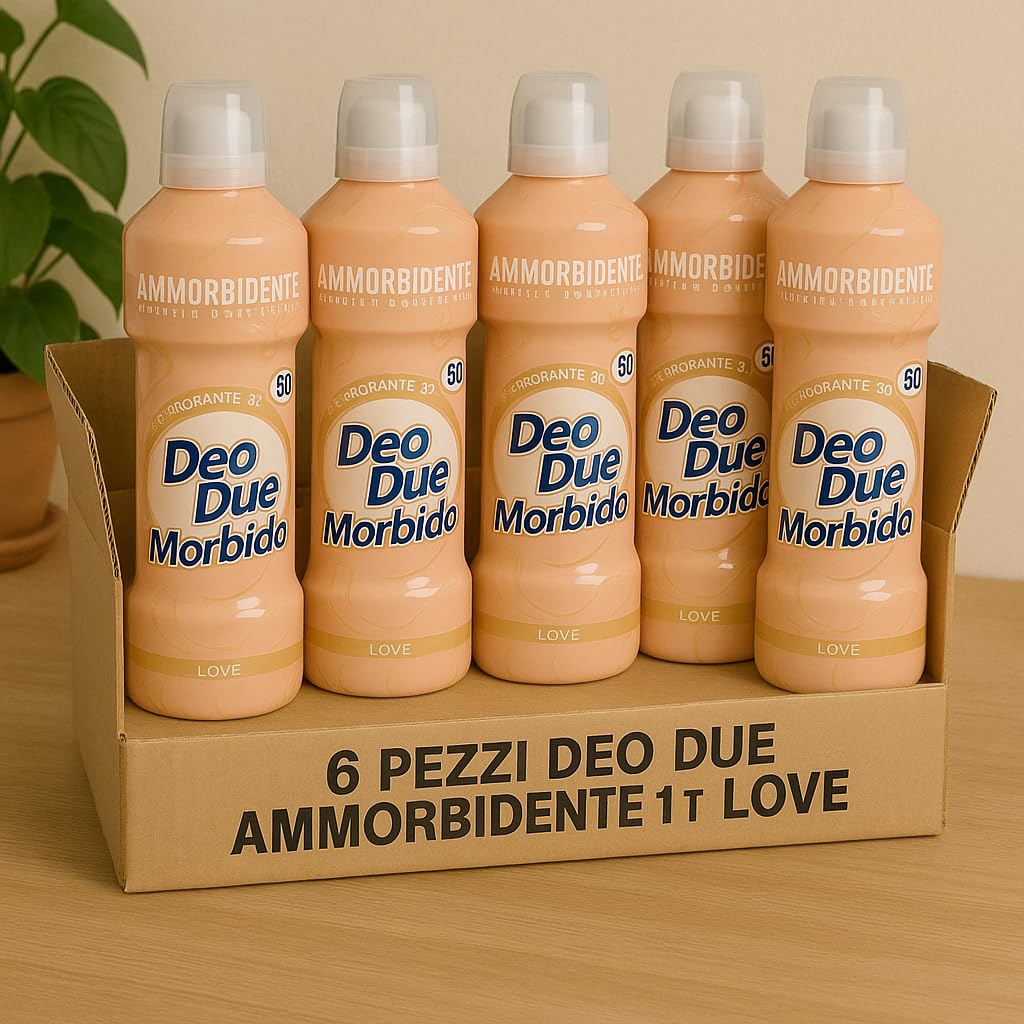 Ammorbidente Concentrato Deo Due Morbido 1L – Profumazioni Dream, Love, Nature e Sky – 3 o 6 Pezzi – 50 Lavaggi x Flacone (6x Ammorbidente Deo Due Morbido Love 1L – Profumazione Intensa, 50 Lavaggi)