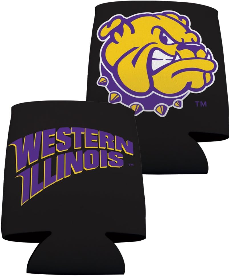 VictoryStore Can and Beverage Coolers - Western Illinois University, Black Design 2, Set of 6
