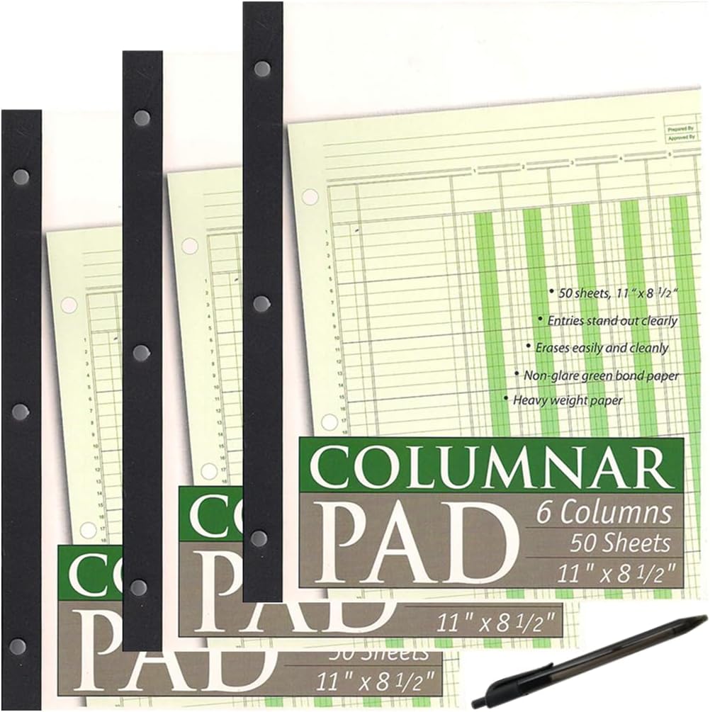JUSTHANGIN' Columnar Pad, 6 Columns, Designed in The USA, 11 x 8.5 Inches, 50