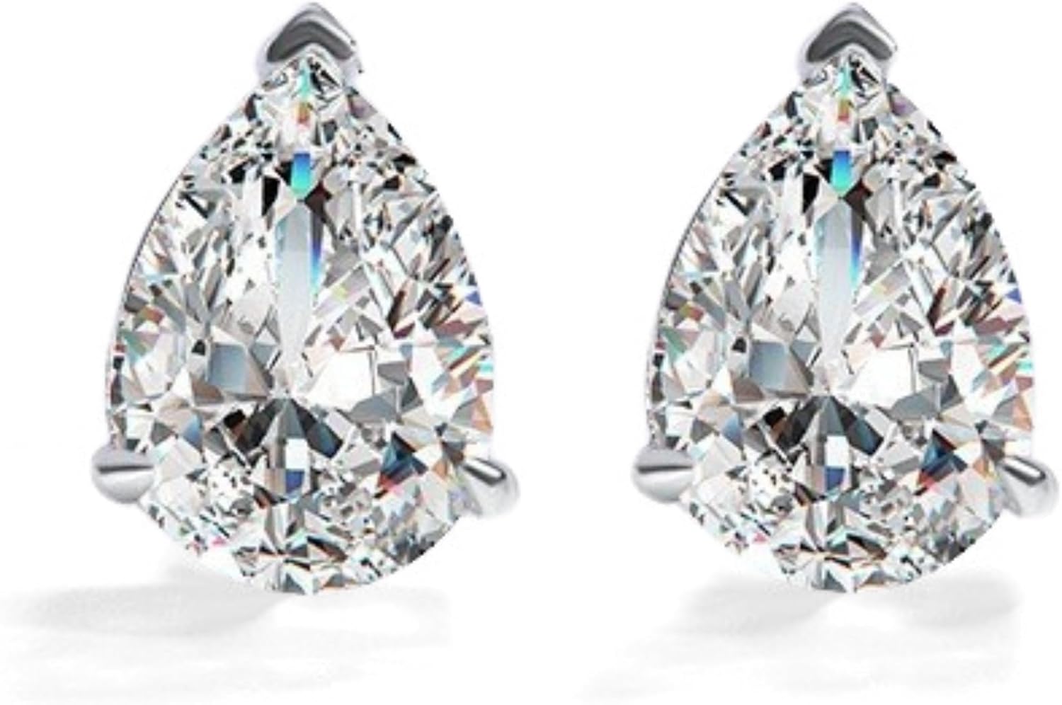 PERIMADE Dainty Moissanite Wedding Stud Earrings for Women 950 Platinum Plated Pear Moissanite Studs Hypoallergenic Solid 925 Sterling Silver Earrings Engagement Birthday Jewelry Gifts 2.0-4.0 ct