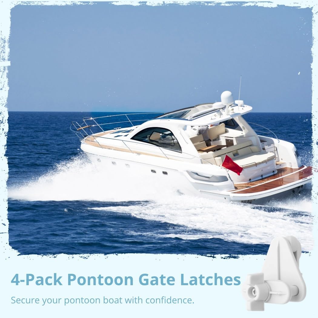 Marine Boat Door Latch Replacement, Gate Locks, For Boat Commercial, Right- Or Left-Hinge Gate, 4 Pcs Pontoon Gate Latches, Fits 1-1.25 Inch Square Frame