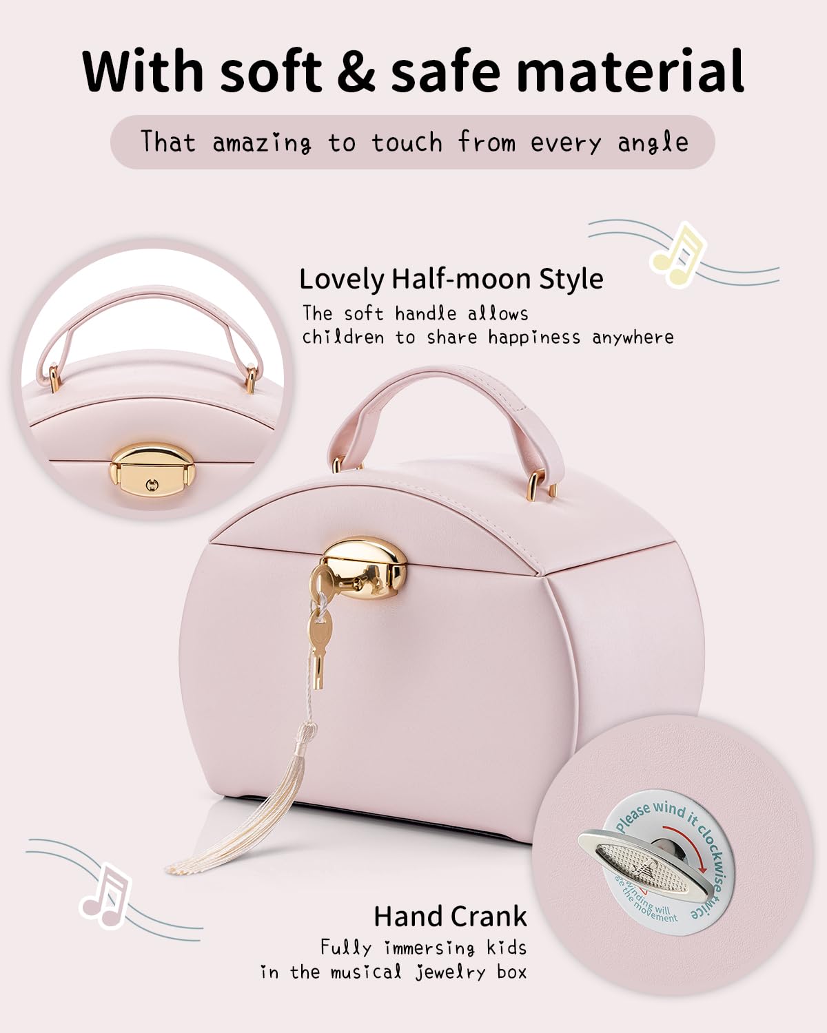 Vlando Carillon portagioie con ballerina girevole, custodia per gioielli con serratura, per bracciali, anelli, collane, regalo per bambini