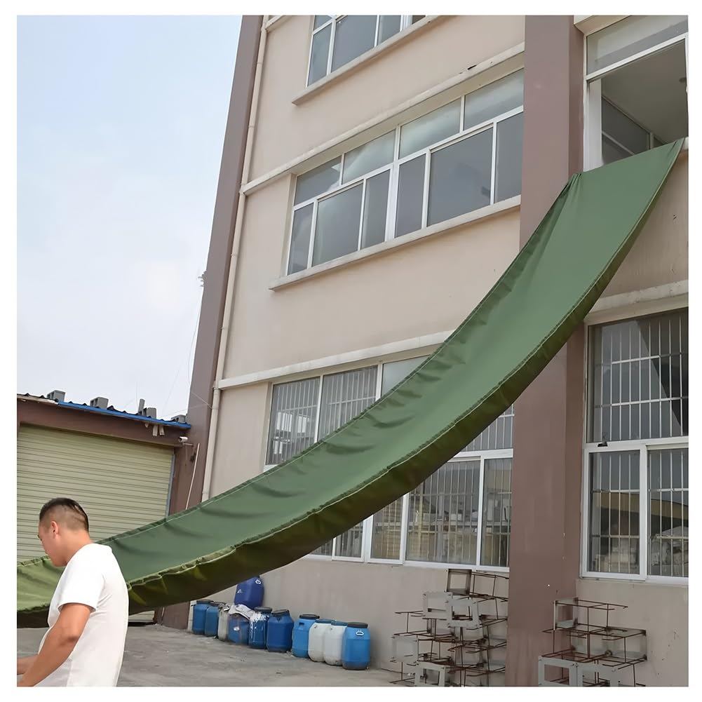 GLDYTVF Canvas Chute,Heavy Duty Canvas Chute with Grommets, Tear-Resistant Tarpaulin for High-Altitude Unloading, Cargo Conveyor for Efficient Moving & Loading (Green, 2x10m)