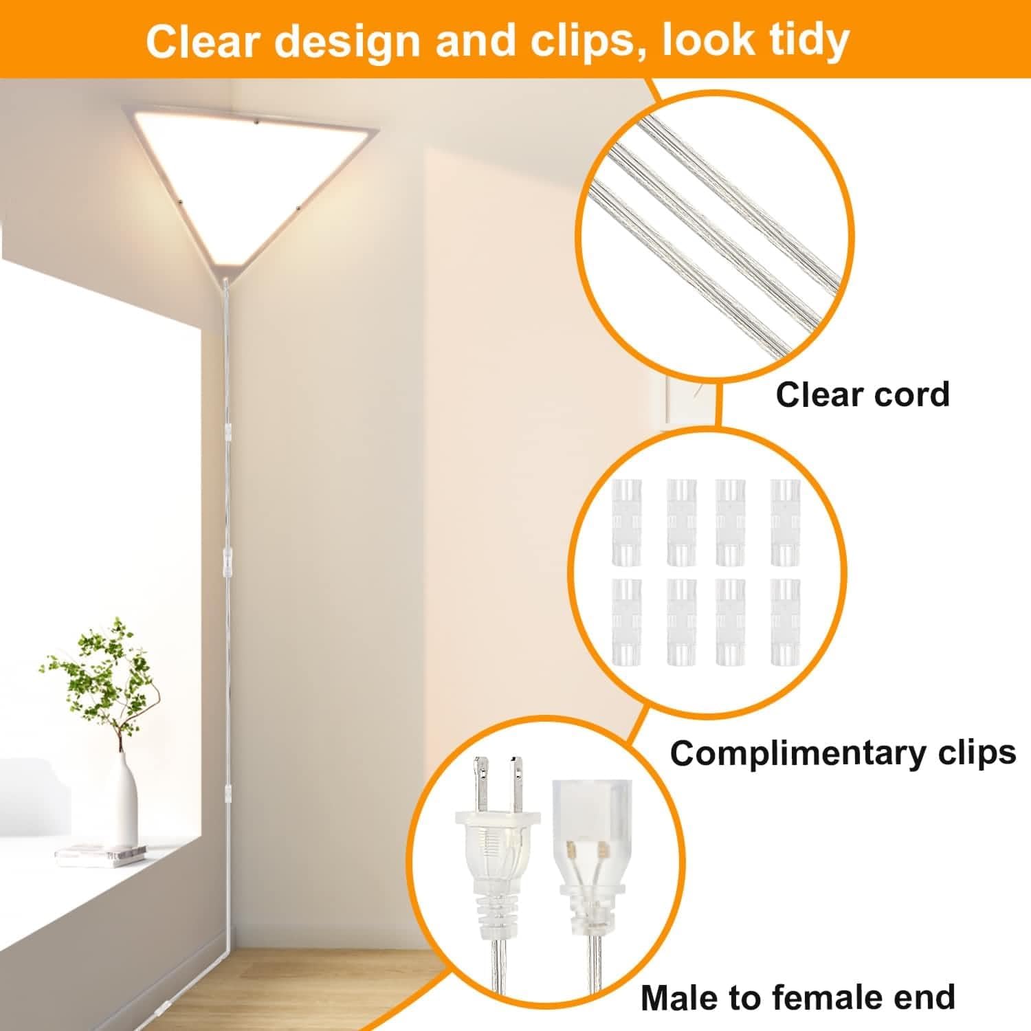 3.2 Feet Clear Extension Cord Indoor Thin with UL-Certified, Short Extension Cord, Invisible Single Plug Power Cable for Halloween Decor, 2 x 18AWG 7A/125V, Male to Female, 2 Pack