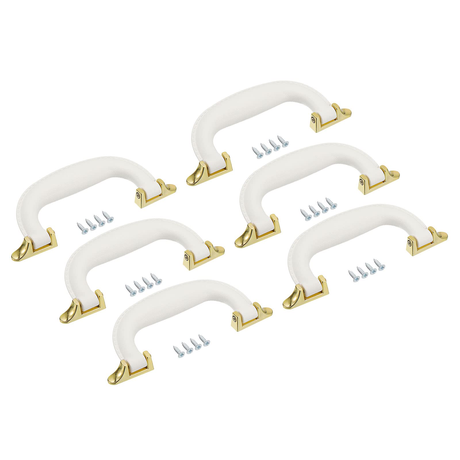 uxcell Luggage Handles, 6Pcs 155mm/6.1inch Plastic Pull Handle Suitcase Case Replacement Handles with Screws for Case Suitcase Toolbox, White