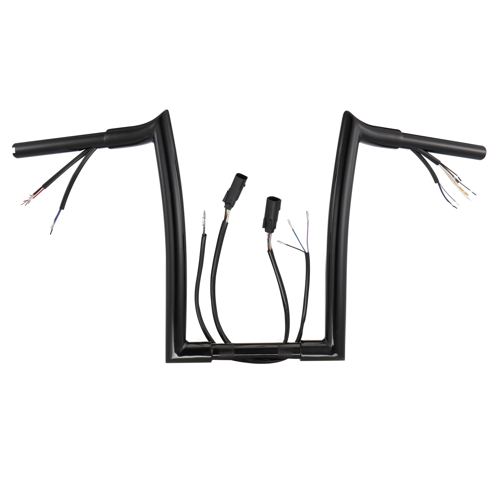 MoKitDora 2007-2013 Pre-wired Handlebar 12" Rise 1-1/4" Fat 1" Clamp Ape Hanger Meathook Bar for Softail Sportster Dyna, Black