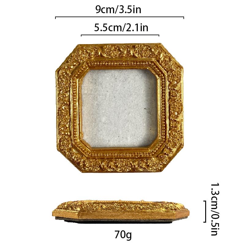 Image of Vintage Decorative Mini Picture Frames Set, Black with Gold Accents, 3 Pack Antique Style Resin Photo Frames for Wall Display, DIY Jewelry, Photography (Gold)