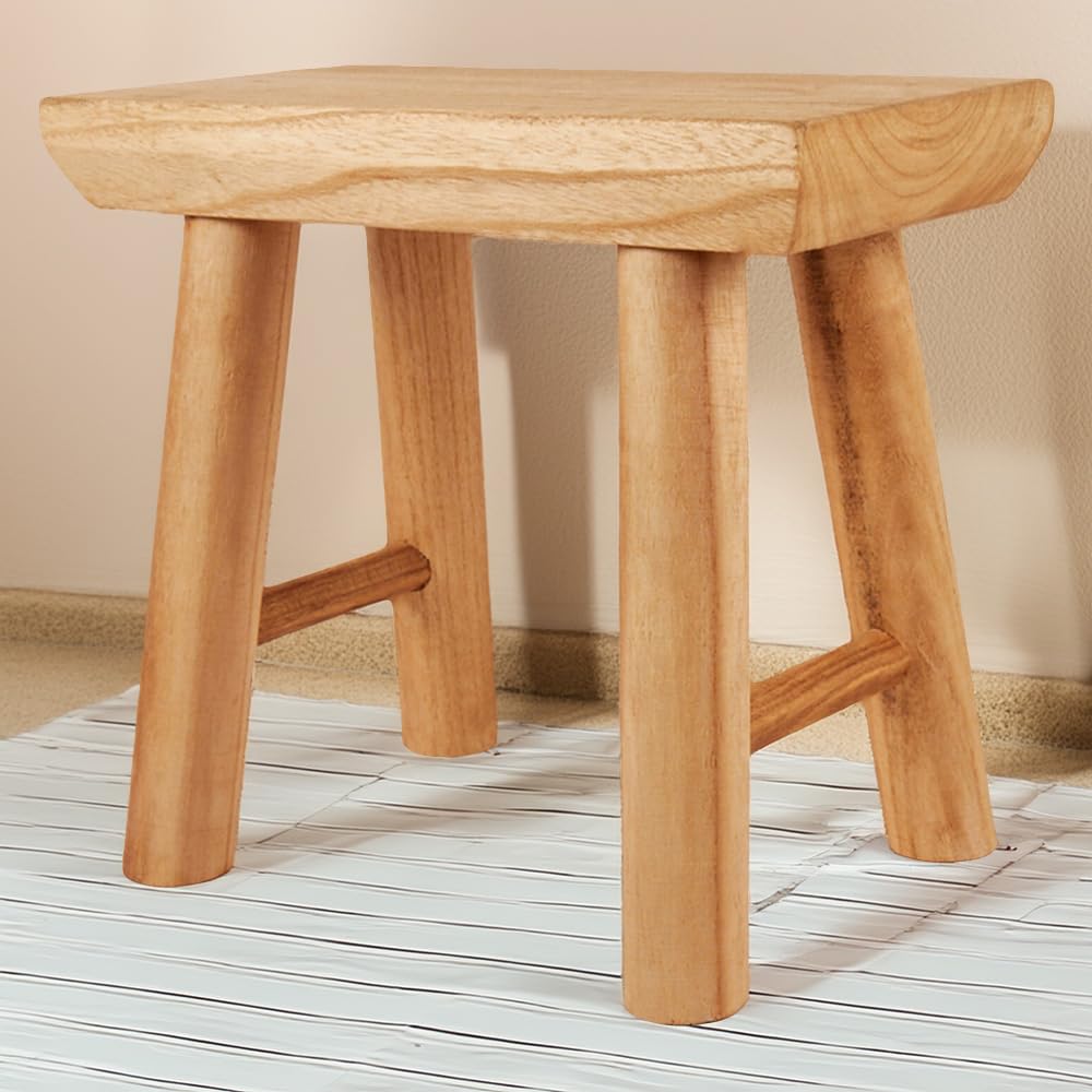 wilko Rustic Wooden Plant Stand, Wooden Construction, Brown, 20 x 38 x 34cm