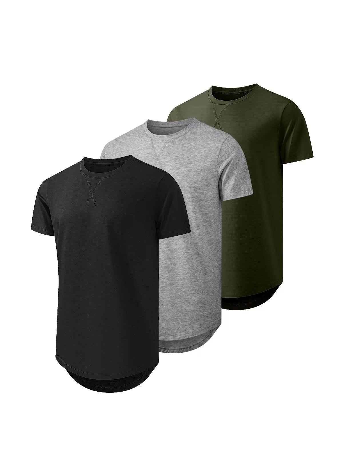 JMIERR 3 Pack T Shirt Herren Sommer Basic Einfarbig T-Shirt Baumwolle Slim Fit Hemd Kurzarm Sportwear