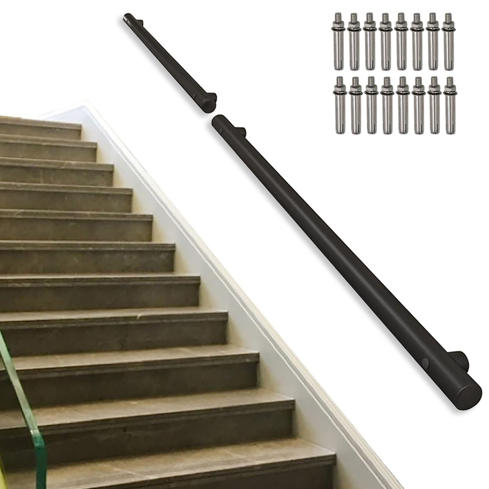 Rampe d'escalier intérieure et extérieure en kit mural de 570 cm