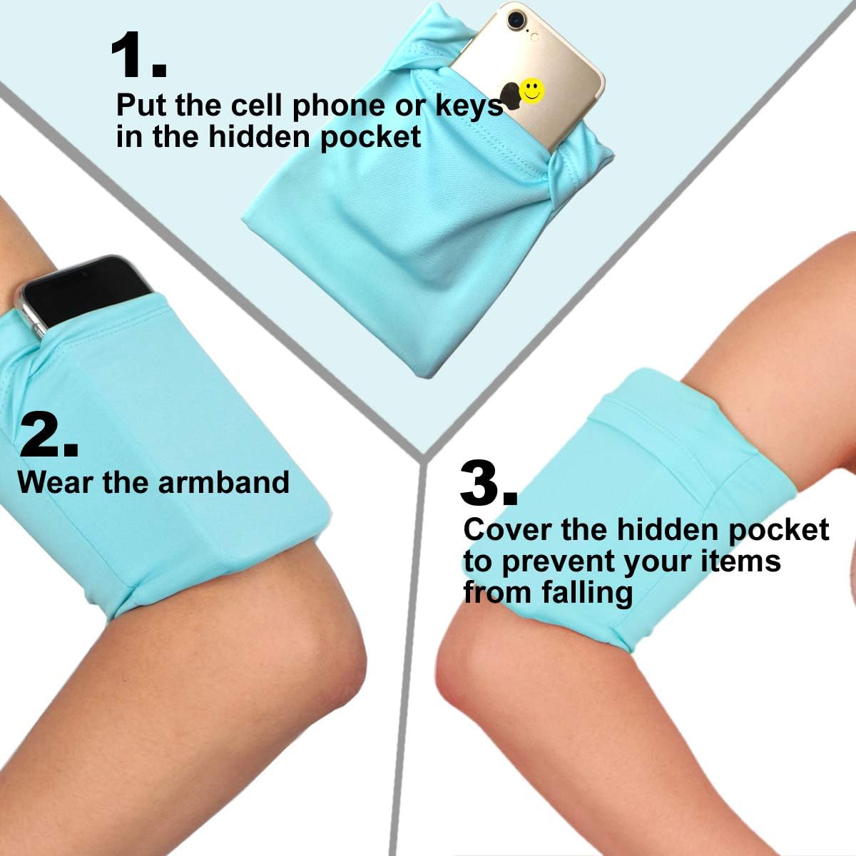 Armband Wristband for Cellphone Key Airpod - Arm Band Sleeve Holder Pouch Case Strap Fits iPhone 6 6S 7 8 Plus X XR XS 11 Max Android Walking Jumping Exercise Workout Training - Large/Variegated Black : Cell Phones & Accessories