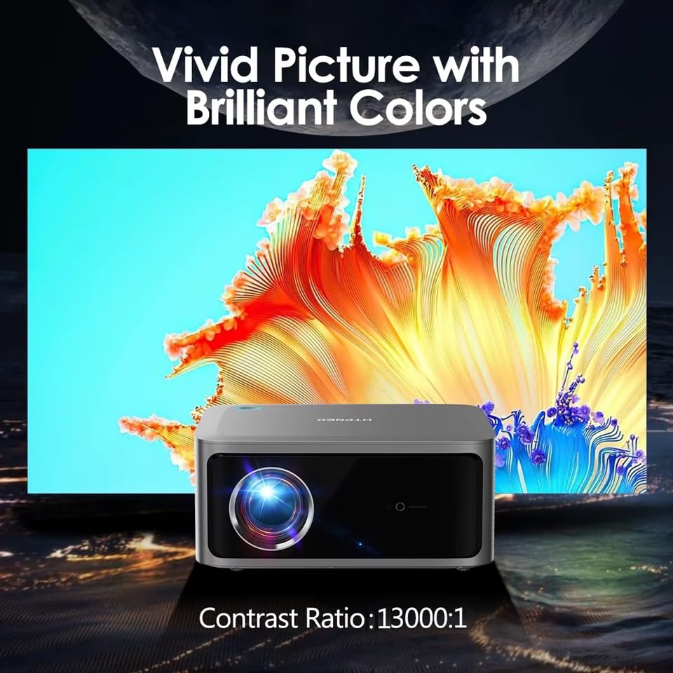 Image of AUN Power Pro Max Projector, Dolby Atmos, 100% Certified Net - Flix, Prime, 24000 Lumens, Fully Sealed, Voice Remote Fully Automatic1080p Native Projector 4k Ultra HD, Dual HDMI-ARC, YouTube, Hotstar