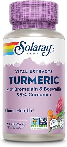 SOLARAY - Extracto de raíz de cúrcuma de potencia garantizada, 200 mg | 60 cápsulas