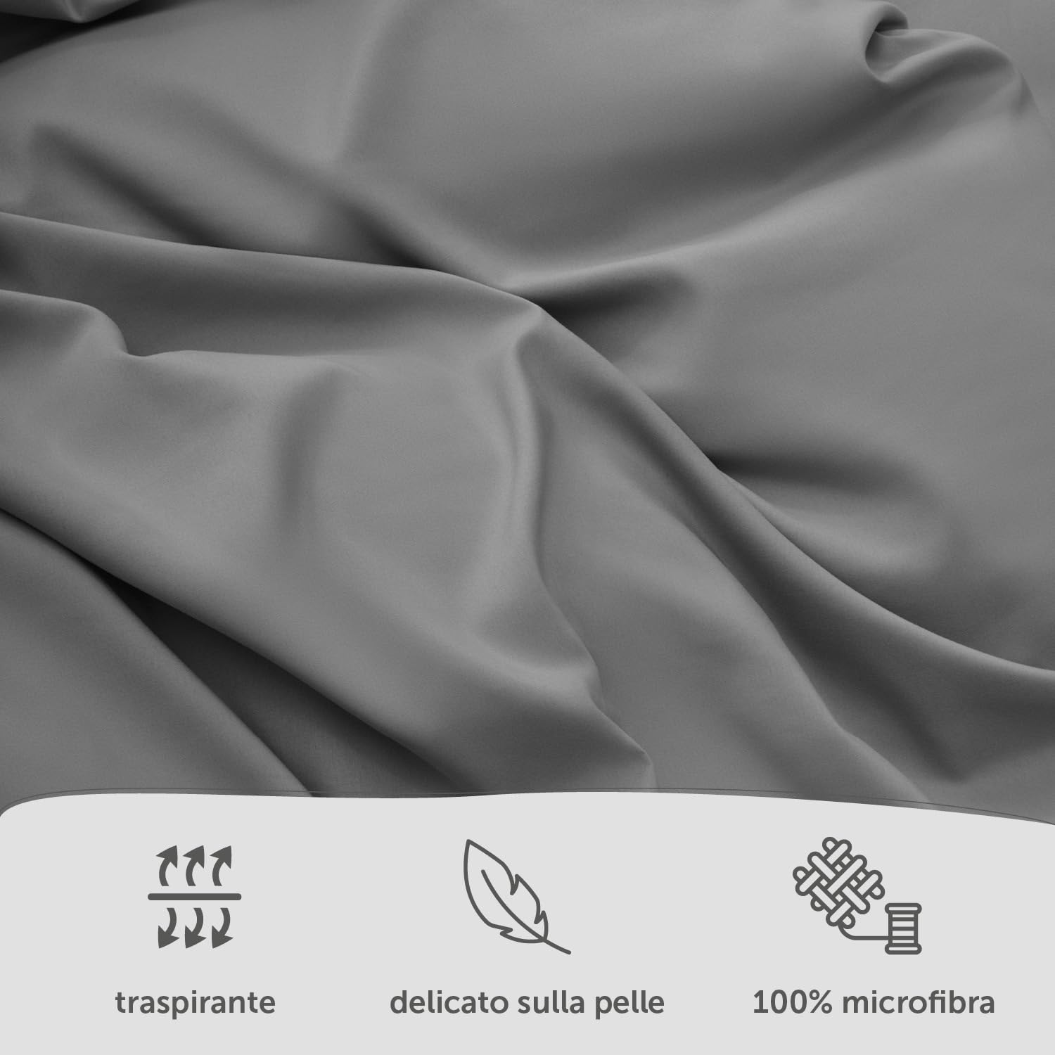 Blumtal Copripiumino Singolo 155x200 e Federa 50x80 - Set di Lenzuola in microfibra extra morbida certificata Oeko-Tex, Set Copripiumino Singolo con 1 Federa - 2 pezzi - Grigio