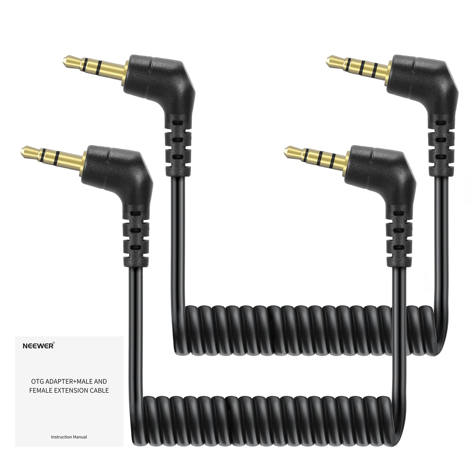 NEEWER 2 Pack Aux Cable Set, 3.5mm TRS Male to TRRS Male Coiled Cable Compatible with DJI Mic Rode Wireless GO II Hollyland Lark NEEWER CM28 CM31 Microphone iPhone iPad Android Tablet Smartphone, LM18-picture-18