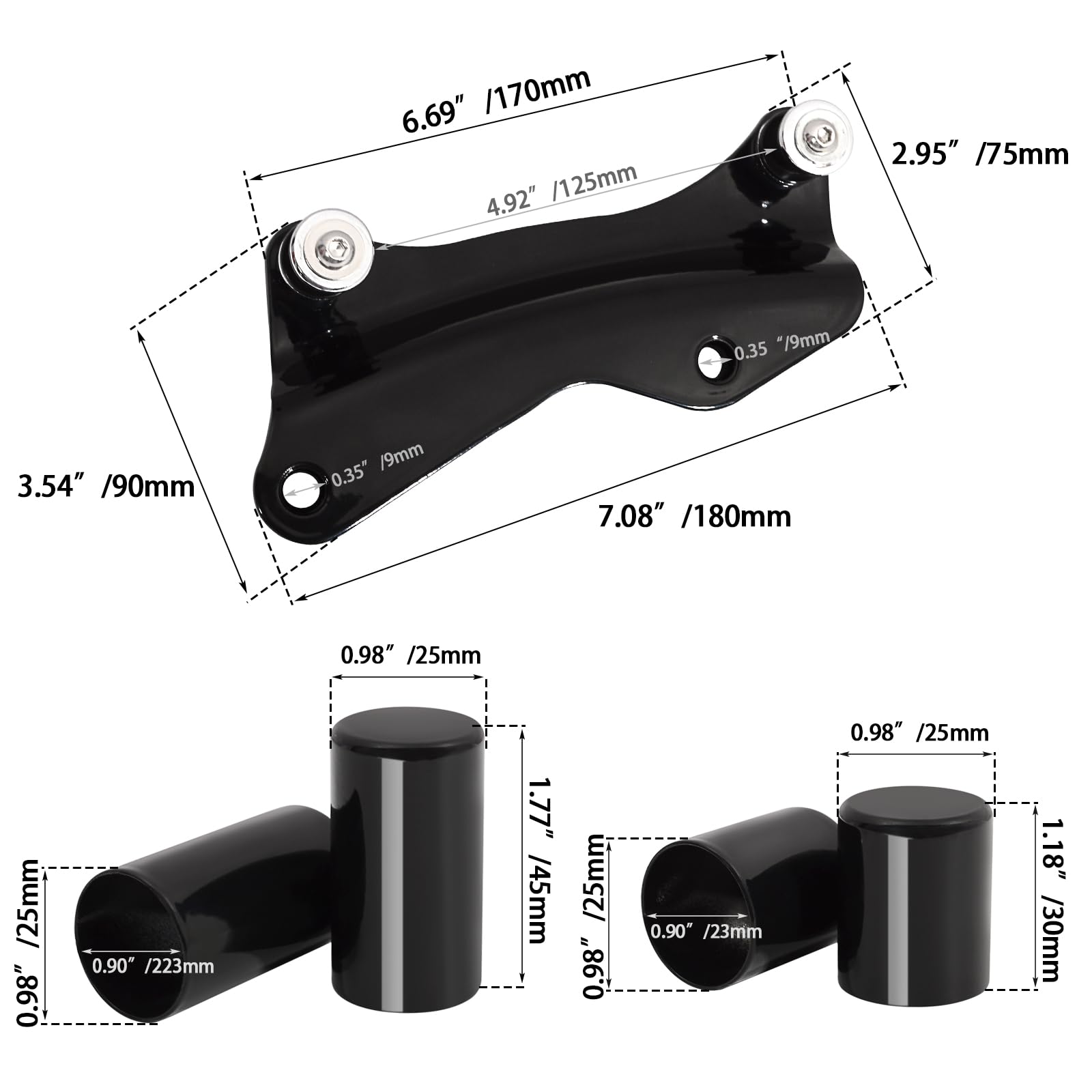 4-Point Detachable Docking Hardware + Magnet Covers For Harley Touring (2014-2024) - Gloss Black