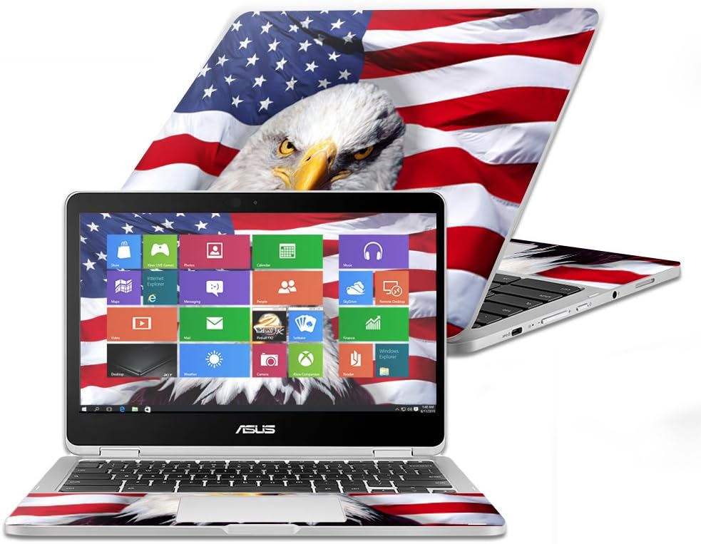 MightySkins Skin Compatible with Asus Chromebook Flip C302CA 12.5" (2016) - America Strong | Protective, Durable, and Unique Vinyl Decal wrap Cover | Easy to Apply, Remove | Made in The USA