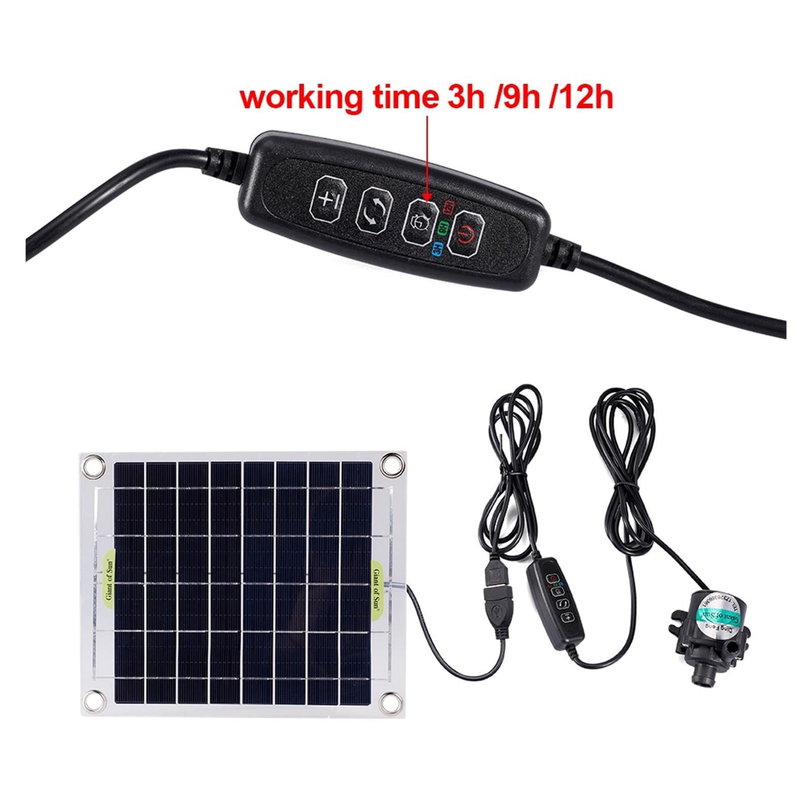 Pompe à Eau Solaire ExtéRieure, El juego de bomba de agua de energía solar sin escobillas puede ser cronometrado Motor sumergible ultra silencioso Acuario Estanque de peces Fuente de jardín Decoración