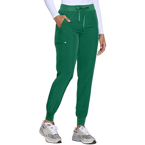 COZYFIT Womens Scrub Pants - Soft Stretch Yoga Style with 5 Pockets, Slim Fit Jogger Scrubs Pants for Women Tall