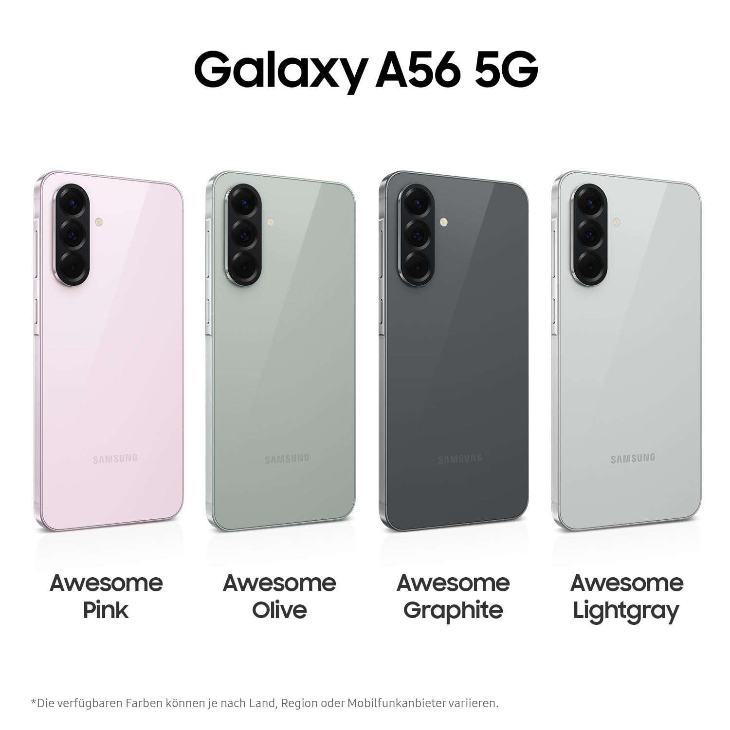 Samsung Galaxy A56 5G AI Smartphone ohne Vertrag, Simlockfreies AI Handy mit Android, 8 GB RAM, 128 GB Speicher, 50-MP-Kamera, Awesome Graphite, 2,5 Jahre Herstellergarantie [Exklusiv auf Amazon]