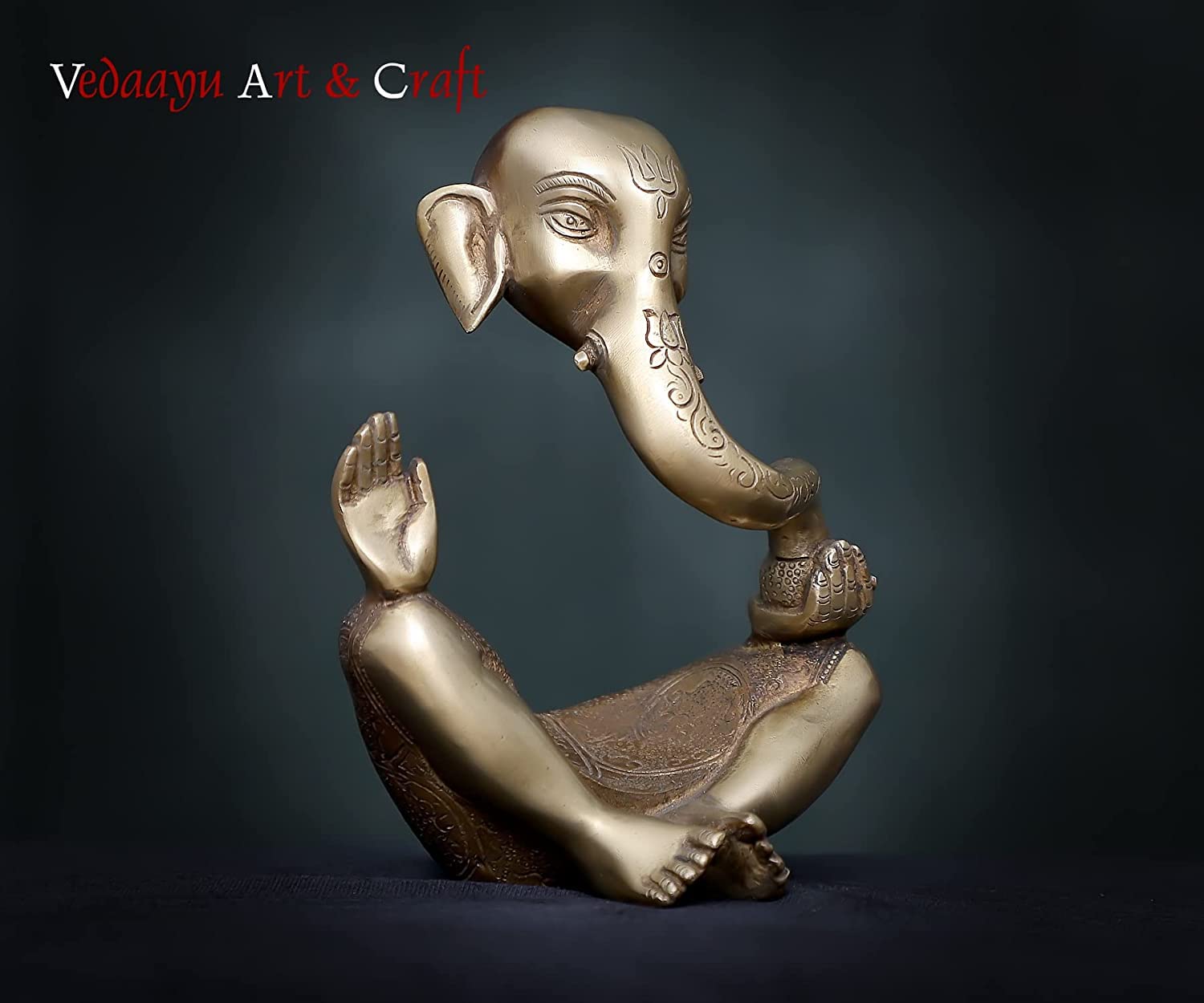 Vedaayu Statue de Ganesh en laiton pour décoration d'intérieur, statue de Ganesh abstraite en laiton, statue de Ganesh en laiton double ton, idole de Ganesh antique, Ganesh moderne pour